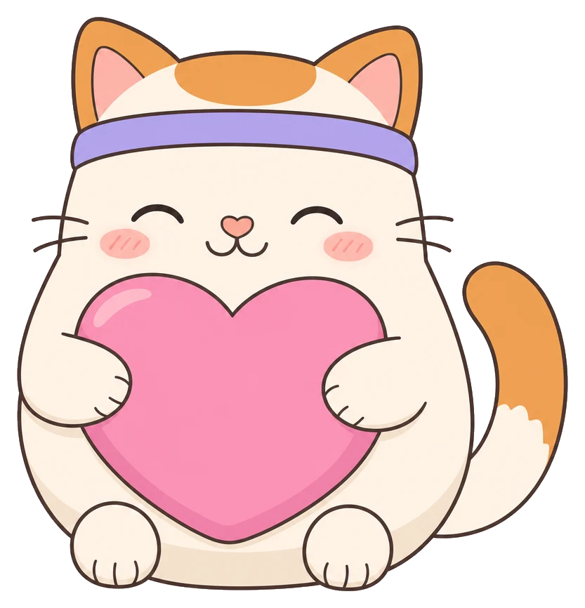Miso hugging a heart